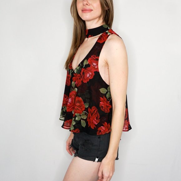 SHOW ME YOUR MUMU Roses Print Choker Top NWT - Picture 5 of 6